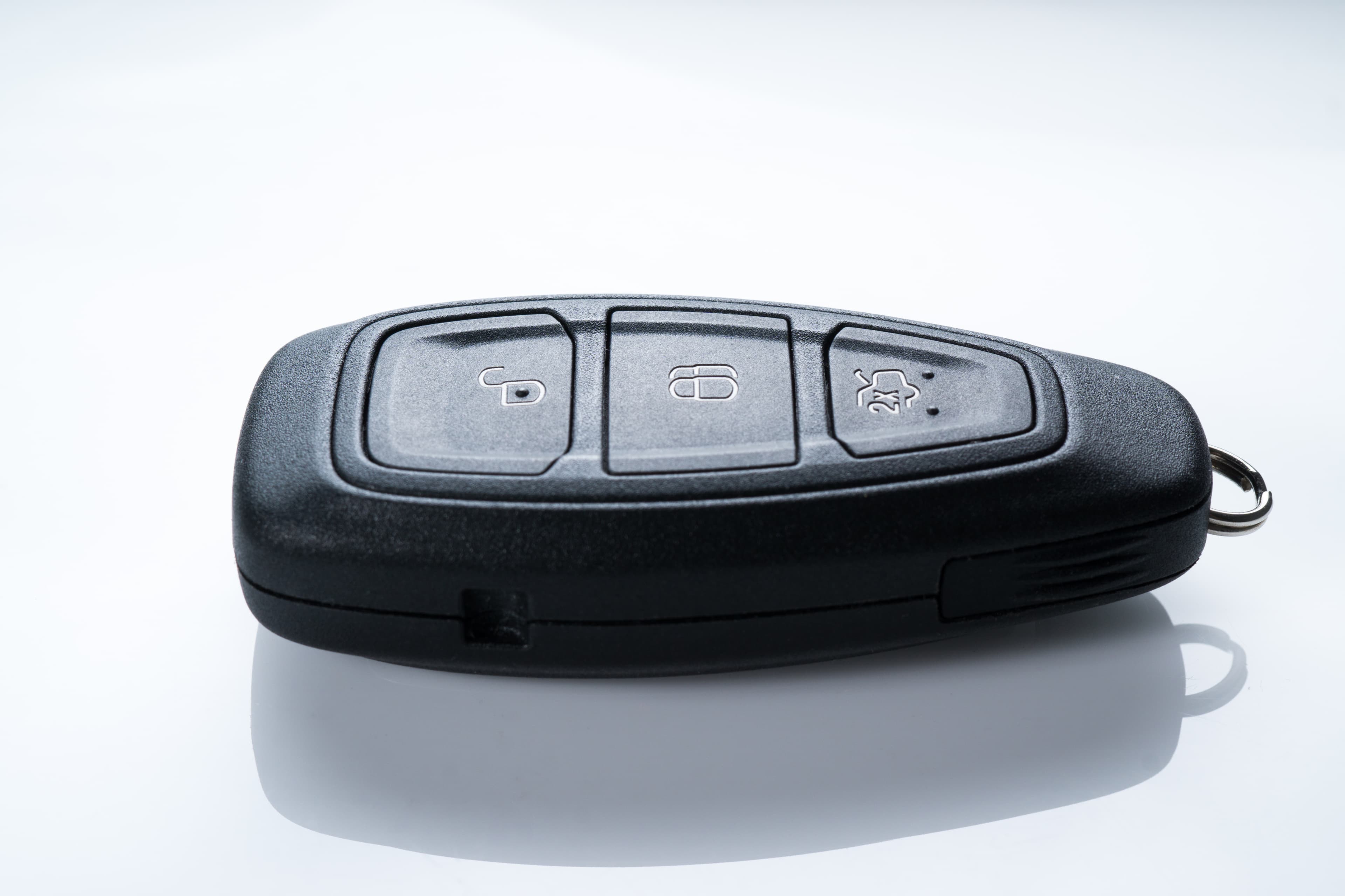 A modern car key fob for the hi-tech car key service at Aurora Home Hardware Building Centre.