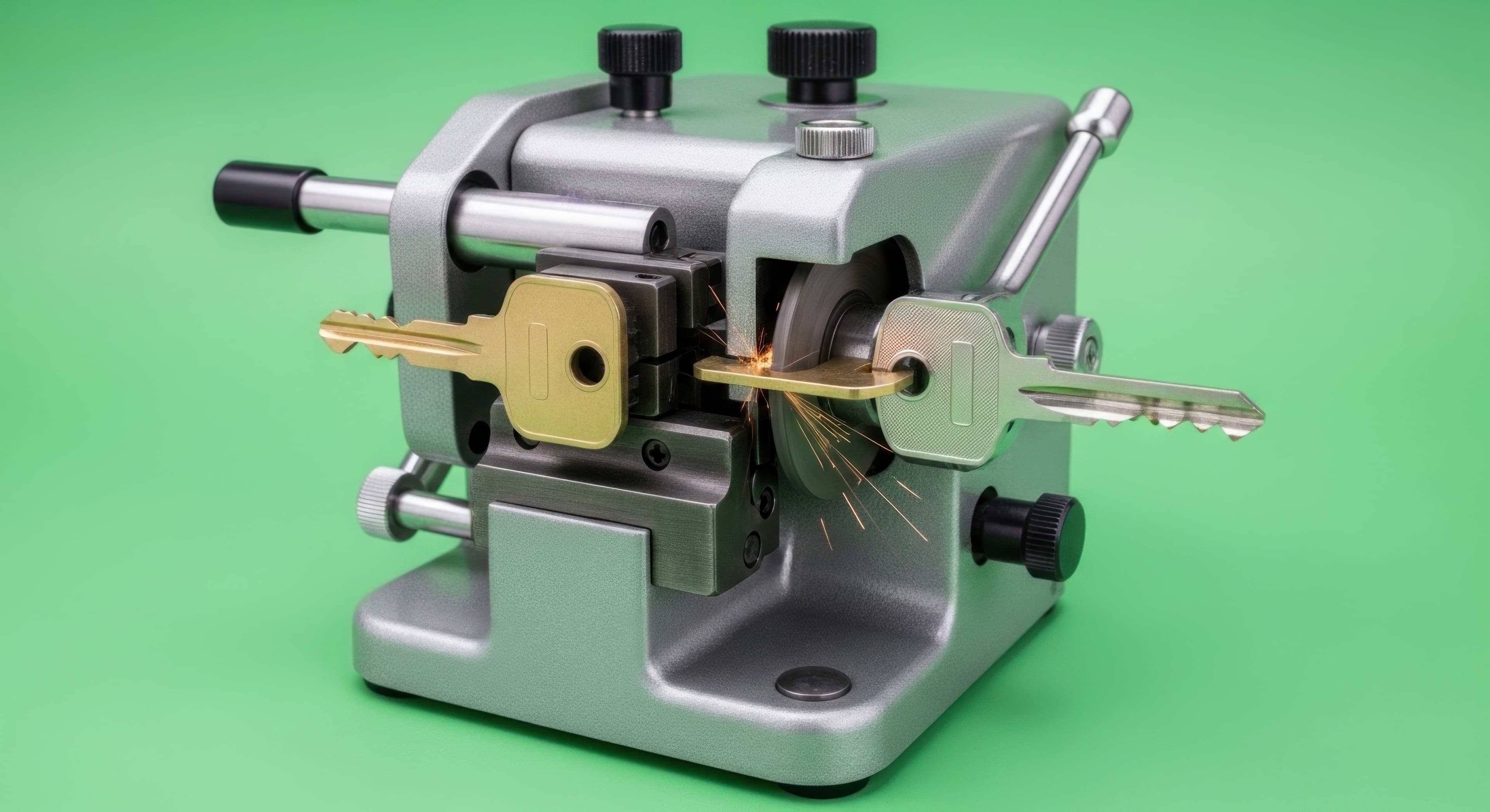 A lock cylinder being re-keyed on a machine at Aurora Home Hardware Building Centre.